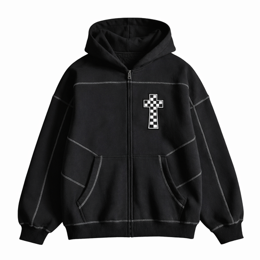 BLSSD - Contrast-Stitched Boxy Fleece Zip Hoodie