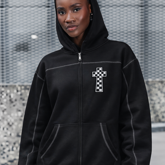 BLSSD - Contrast-Stitched Boxy Fleece Zip Hoodie