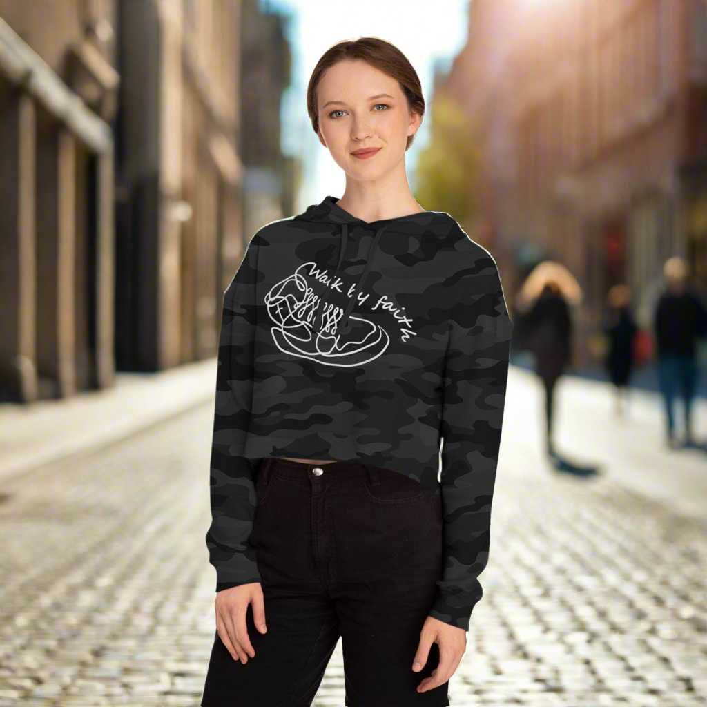 Walk by Faith - Stylish Faith-Inspired Women's Crop Hoodie